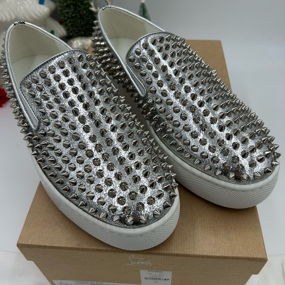Men\'s Christian Louboutin roller boat spike slip on sneakers size 42 made Italy main image 4